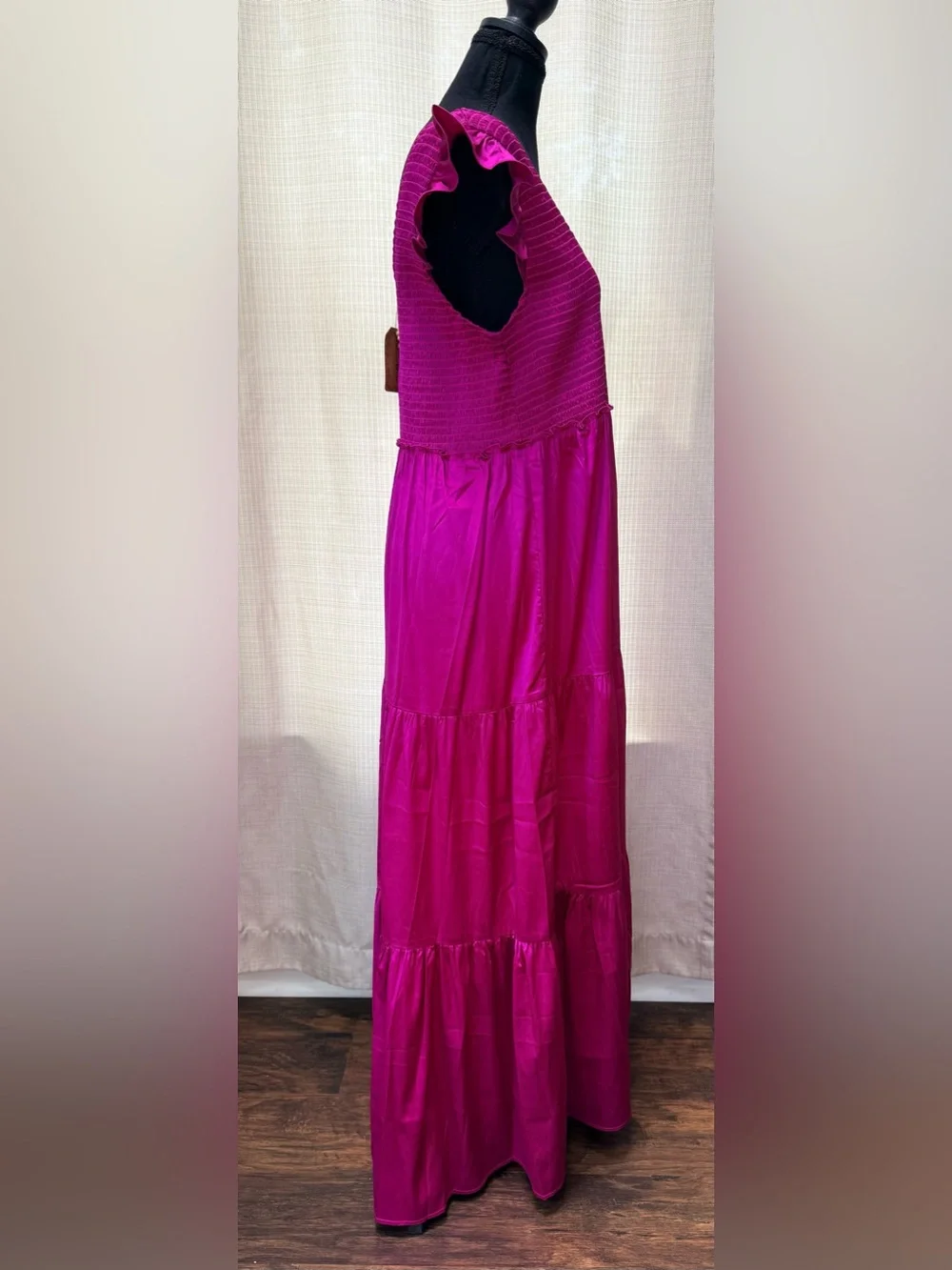 Natural Life Olivia Magenta Smocked Maxi Dress Sz L Boho Chic NWT - Picture 5 of 12